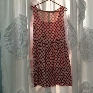 Adorable Pink Polka Dot Pleated Dress